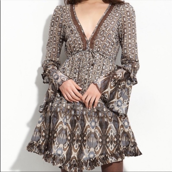 Sanctuary Dresses & Skirts - Sanctuary Silk Ikat Pattern Bell Sleeve Dress size M